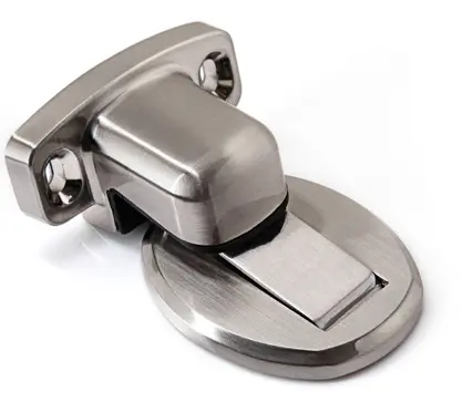Floor mounted door stop brushed nickel.webp